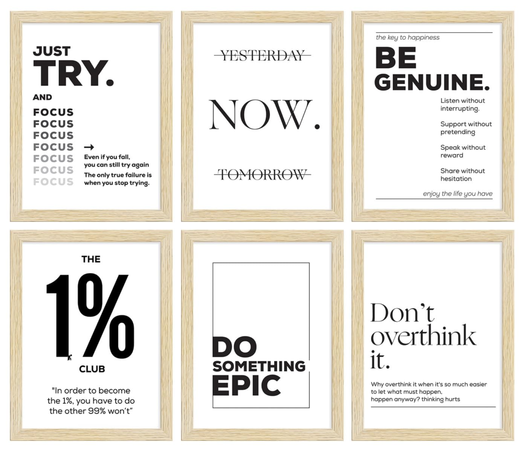 ArtX motivational wall frame set with inspirational quotes for workspace and study room décor.