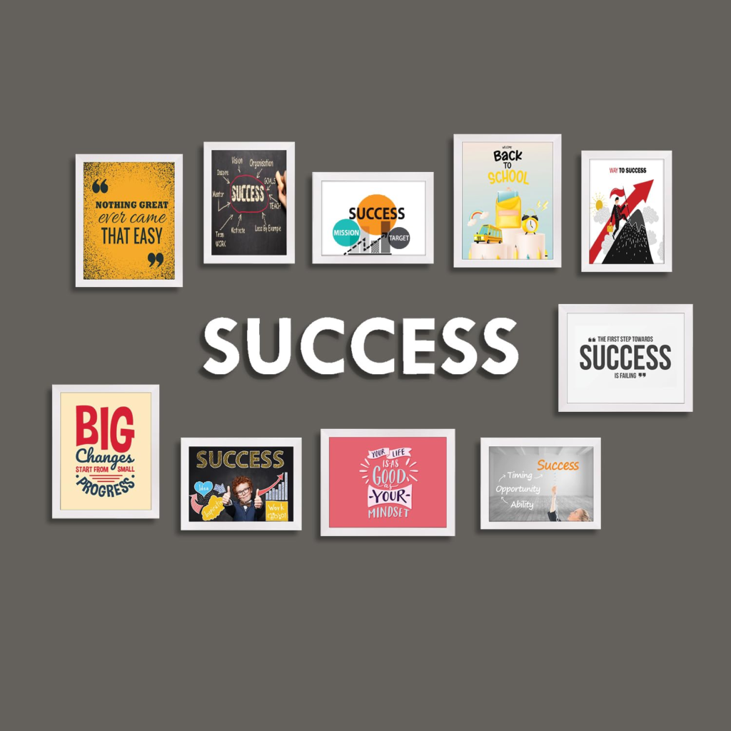 Amazon Basics motivational quote wall hanging frames for workspace, office, and bedroom décor.